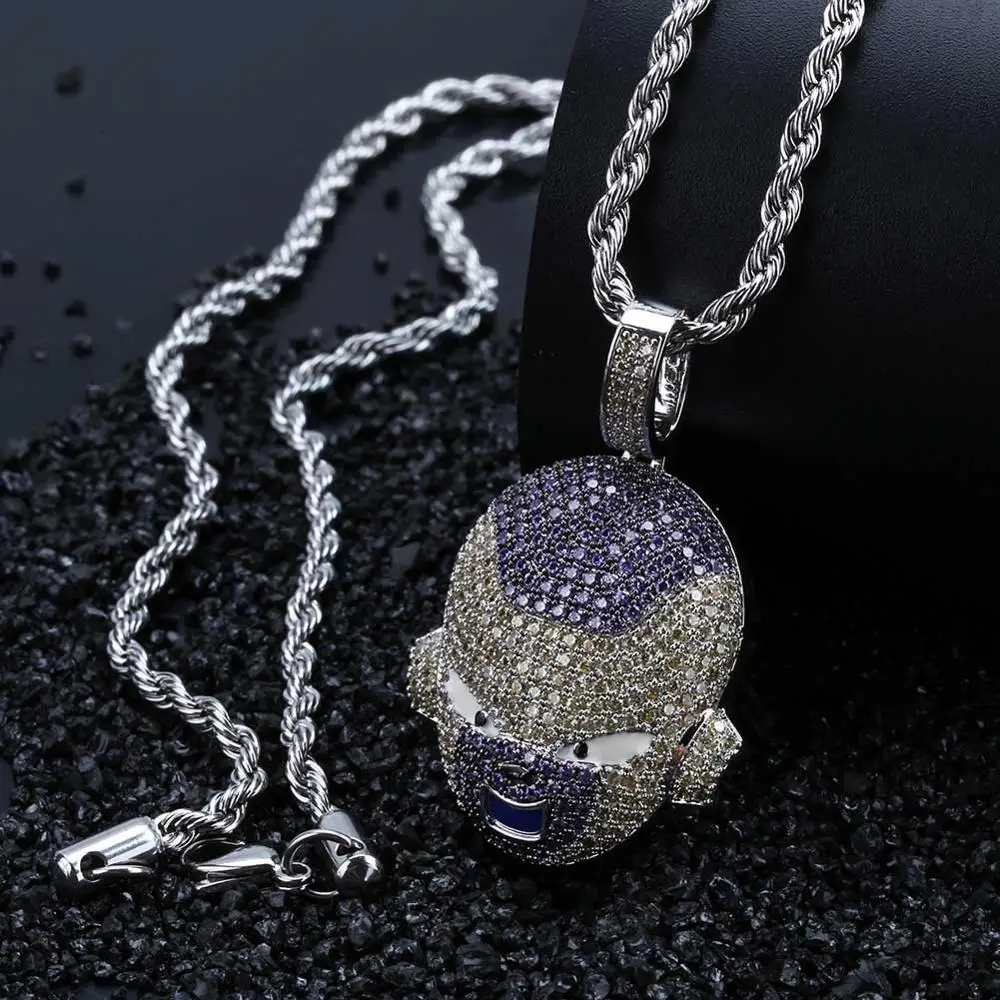 Iced Out цепь аниме игрушка для куклы, Фриза подвеска с кубическим Цирконом ожерелье хип хоп золотой серебряный цвет мужские подвески цепь ювелирные изделия