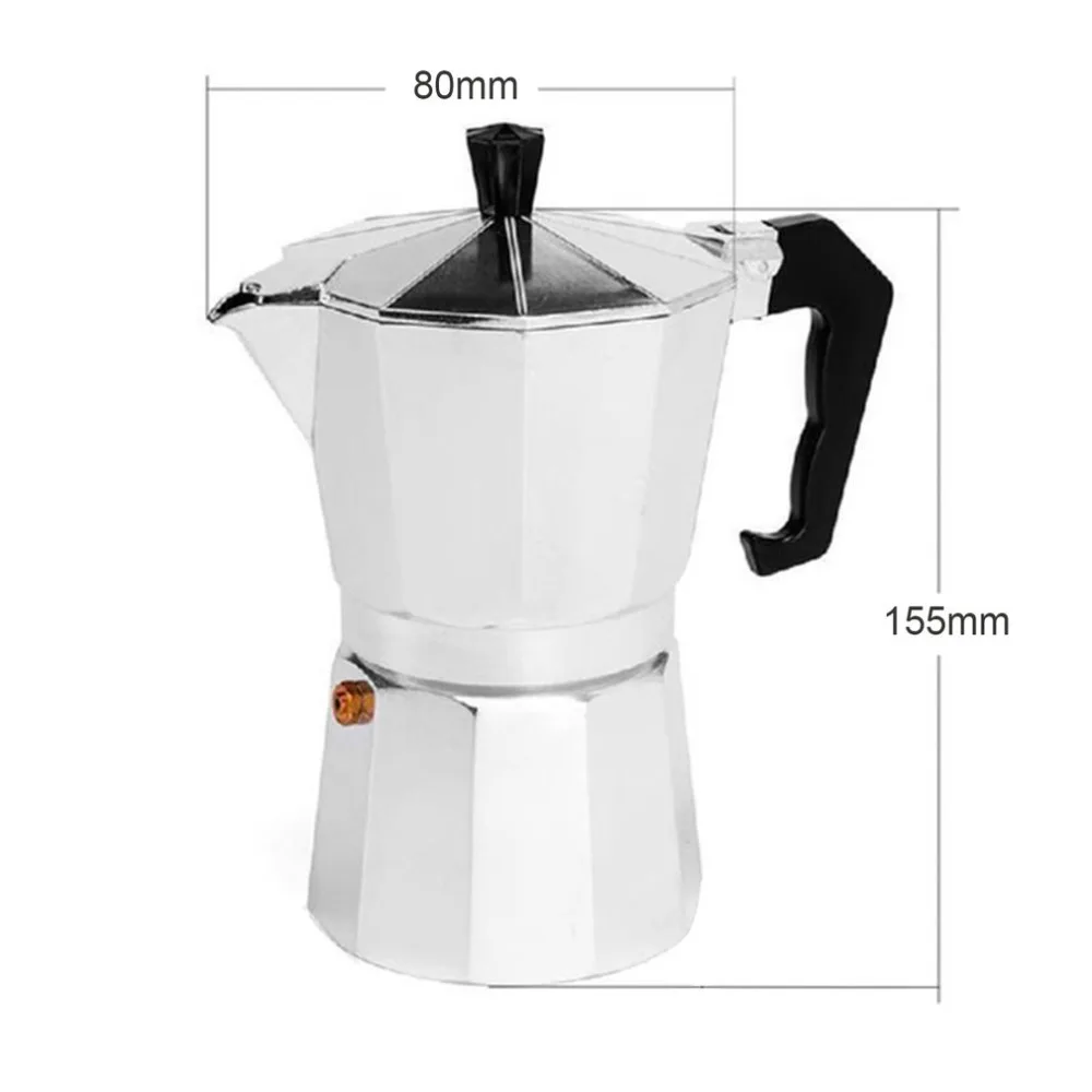 Moka Эспрессо кофеварка Percolator Pot 3 чашки/6 чашек Алюминиевый 8 угловых эспрессо Плита