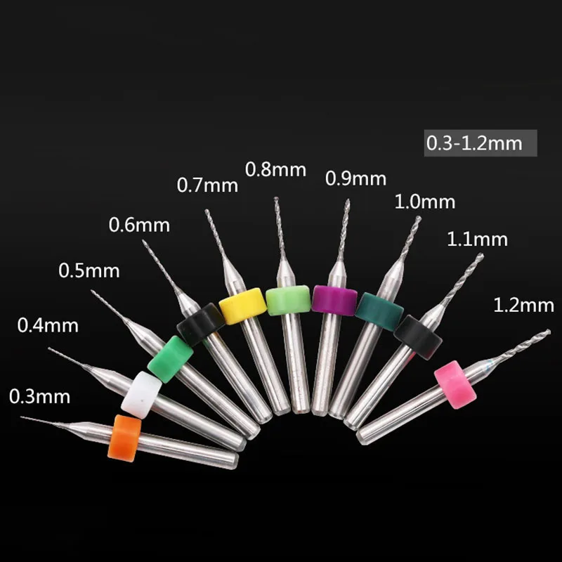 

10pc PCB CNC Print Circuit Board Carbide Micro Drill Bits Set Tool 1.1mm-2.0mm