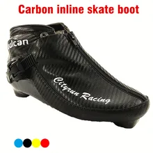 Профессиональная обувь для катания на коньках из углеродного волокна для взрослых/детей, роликовые коньки для катания на льду, улучшенная обувь черного цвета, цвета: синий, желтый, красный