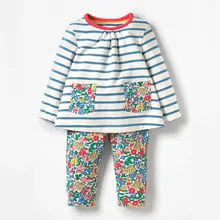Little maven/Осенняя хлопковая детская одежда из двух предметов для маленьких девочек возрастом от 2 до 7 лет изысканные комплекты одежды в полоску с цветочным рисунком для маленьких девочек