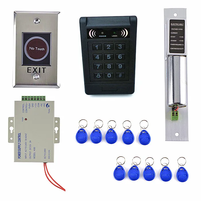 

IR NO Touch Door Button +ID Card Keypad Access Control System Kit +Electric Bolt Lock + Door Switch Button