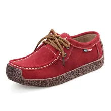Más nuevo 2016 de Las Mujeres Mocasines Zapatos Casuales Punta Redonda Lace Up Otoño Mujeres de Solaz Zapatos Para Adultos Casuales Chaussures DRT90