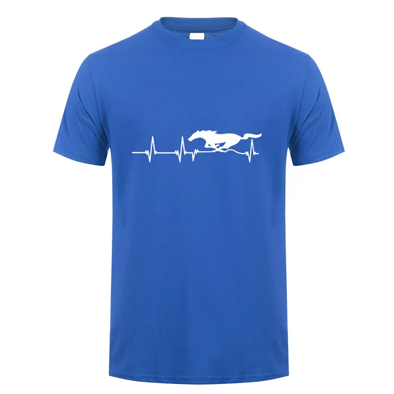 Ford Mustang футболка мужские топы летние с коротким рукавом Mustang сердцебиение футболка хлопок мужская футболка LH-036 - Цвет: Royal