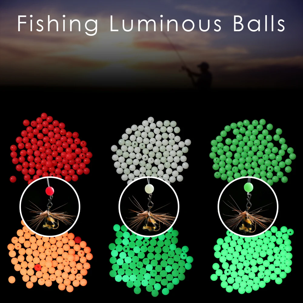 Plastic 4/5/6/8mm Stoppers Fishing Floats Beads Glowing Balls Luminous Light 