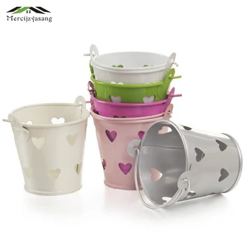 

10PCS/LOT Mini Flowers Vases Table Metal Vase Plant Dried Floral Holder Fleshy Pot Wrought Iron Bucket for Home Decoration G027