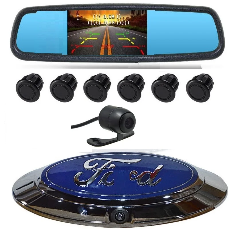 4.3" LCD FRONT REAR PARKING SENSOR camera 6Sensor Reversing Radar