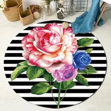 LB Розовый, Круглый ковры черно-белые полосатые коврики для детей, дома, гостиной, хрустальные бархатные большие подушки, спальни, коврики для ванной