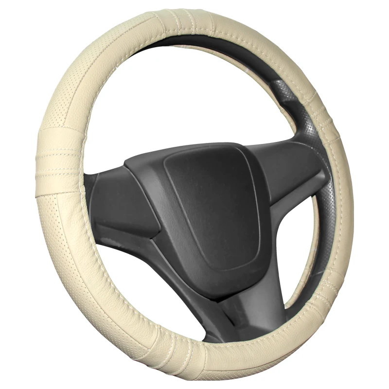 Genuine Leather Steering wheel Cover Anti Slip Auto Car Breathable Steering Cover Car Styling