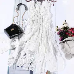 Женское кружевное платье-майка с кисточками, комплект из двух предметов, 2018 Макси-платья, Vestidos, сексуальное пляжное платье на лето и осень