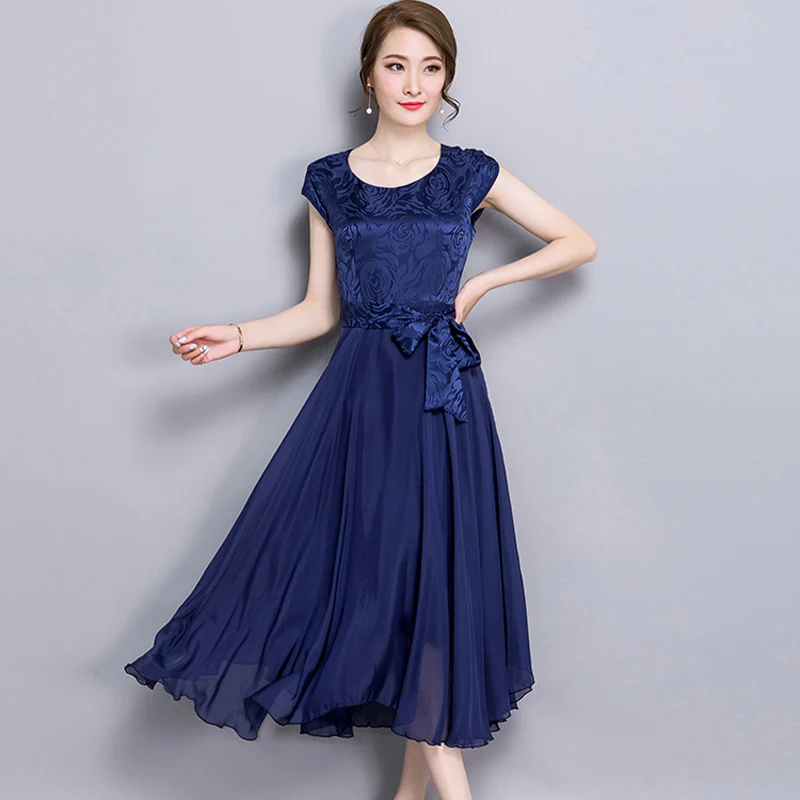 2017 New Korean Summer Women Rayon Dress Vintage Elegant Was Thin Short