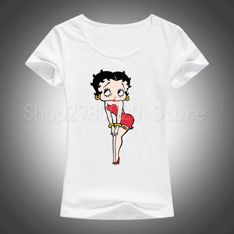 Betty Boop женская футболка с персональным принтом женская футболка с принтом Повседневная забавная рубашка для Леди Белая Футболка Harajuku