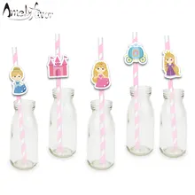 Тема принцесс соломинки для напитков серии 3 замок принцесса девушки бумажные соломинки Беби-Шауэр украшения для вечеринки на день рождения