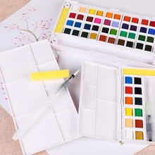 40 Цвета Книги по искусству ТВЕРДАЯ ВОДА Цвет пигмент с кистью Портативный для рисования ручная роспись воды Цвета Набор Профессиональный бокс