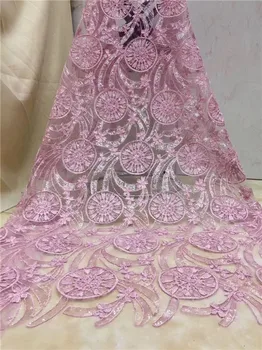

Elegant party pink French net lace fabric latest tulle mateiral for making dress PDN42(5yards/lot) many color