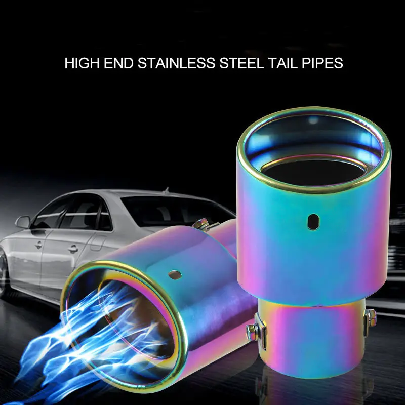 

Exhaust pipe tail throat 2.5 inch stainless steel car muffler exhaust pipe blue tail throat exhaust system