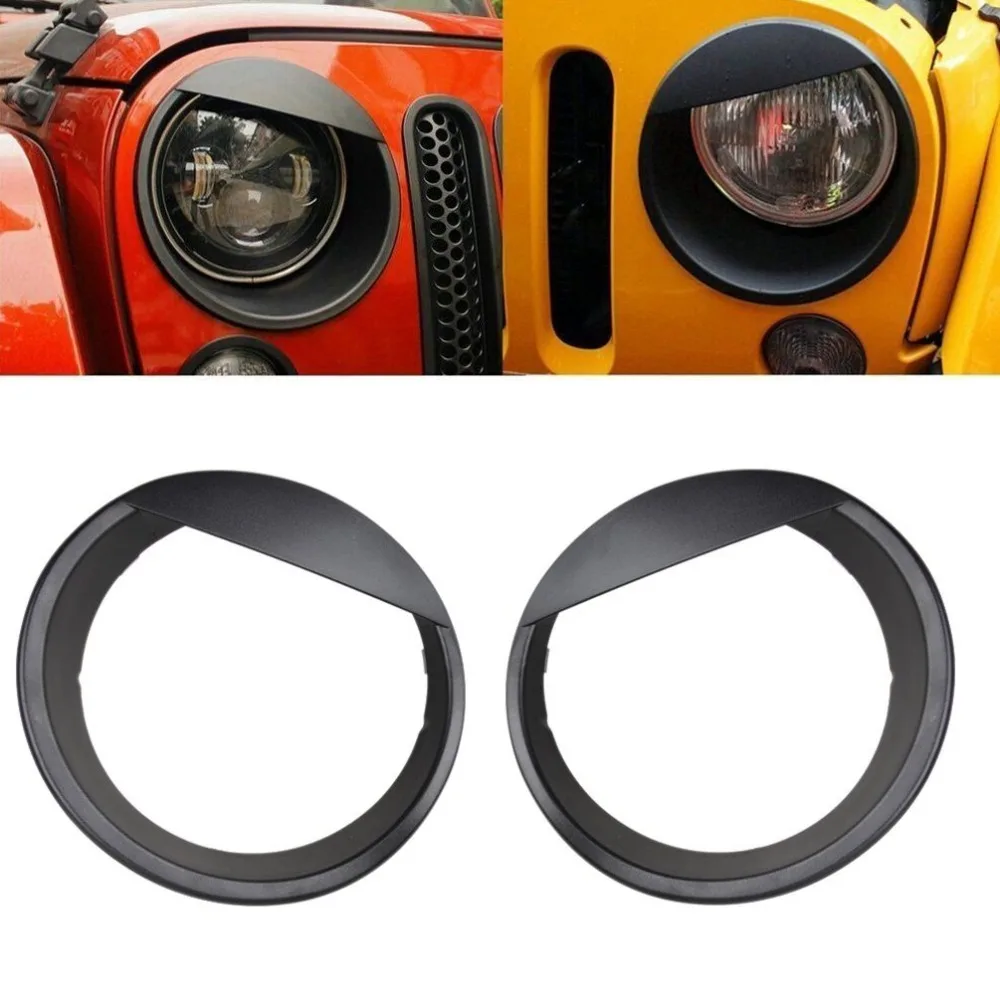 

2pcs Front Headlamp Trim Cover Black Bezels Angry Bird Style ABS Trim Cover For Jeep Wrangler Rubicon Sahara JK