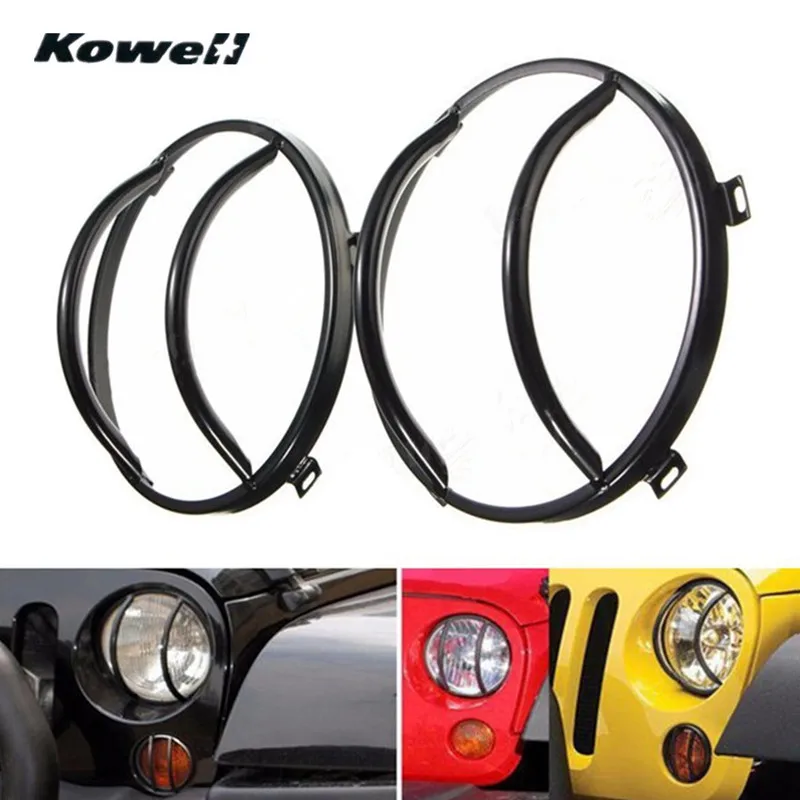

1Pair 2PCS Head Light Grill Bezels Cover Trim for Jeep Wrangler JK 07-15 Front Head Light Protector Case Capa Guard Grill Cover