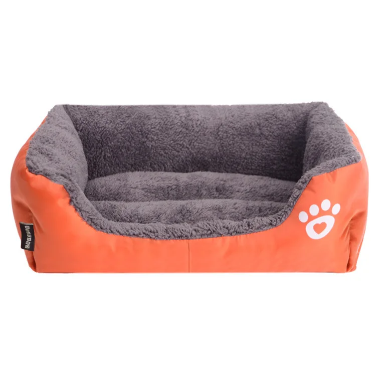 Мягкая флисовая кровать для собак, домашний коврик для кошек, водонепроницаемый и несильковый теплый диван, лежак для собак, кровати для щенков, питомник - Цвет: Orange