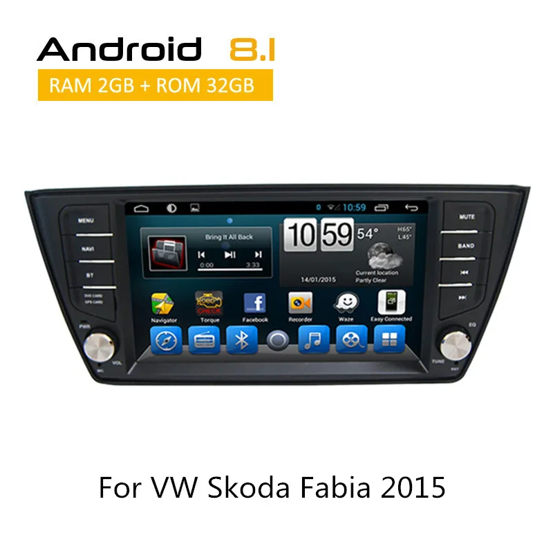 

Double Din For VW Skoda Fabia 2015 8 Inch Touch Screen Head Unit AUX Bluetooth Rear View Camera Auto Radio Android8.1 GPS Navi