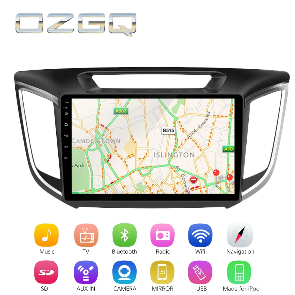 Cheap OZGQ Android 7.1 Car Player For Hyundai Creta 2014-2018 Screen Auto GPS Navigation Bluetooth Radio TV Audio Video Music Stereo 2