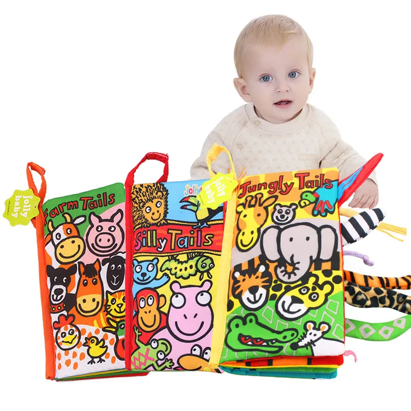 

Apaffa Baby Toys Soft Comfort Cloth Book Educational 3D Animal Tail Cloth Book Puzzle Toy Newborn Baby Toys 0-12 month