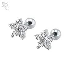 Цветы сливы серьги хирургическая сталь Brinco кубический камень цирконий пирсинг, серёжки-гвоздики модные украшения для девочек Женский лучший друг