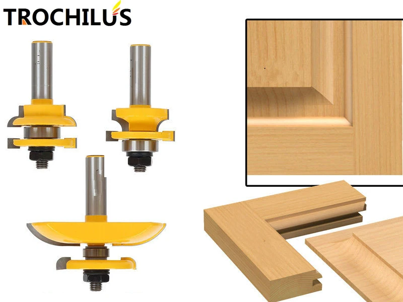 

New Round Over Rail and Stile with Cove Panel Raiser Router Bit Set/ for cutter wood Woodworking tools end mill 3PCS