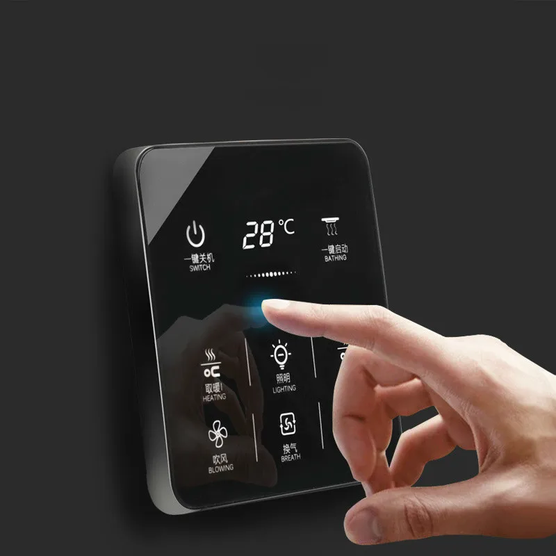 Interrupteur tactile intelligent Yuba, multifonction 6 en 1, menu en anglais, étanche universel, 6 bandes, salle de bains, 86x86mm
