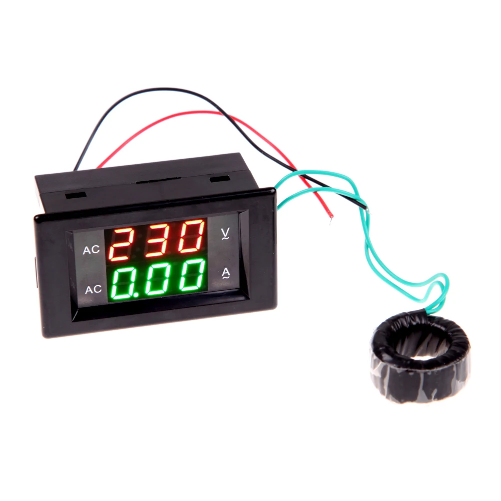 

Digital Volt Ampere Amp Meter Voltmeter Gauge AC 100-300V / 200A Voltage Amp Meter with AC Current Transformer Black