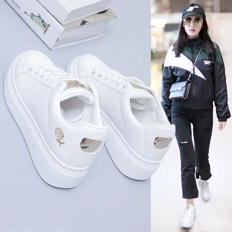 

EABXZ basket femme sneakers women platform white sneakers woman chunky wedge ladies dames black sneakers online fashion 2019