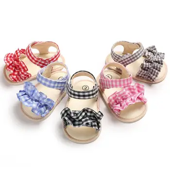 

Kidlove Cute Plaid Soft Rubber Sole Princess Sandals for Baby Infant Girls