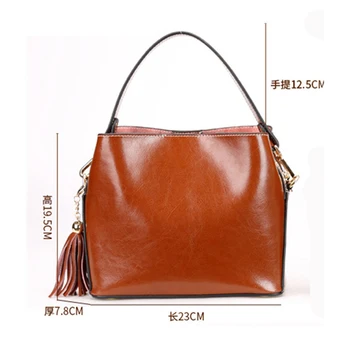 

Fringe bucket bag Women Genuine Leather handbags high quality fashion tote bag handbag shoulder bag Messenger bag female purse