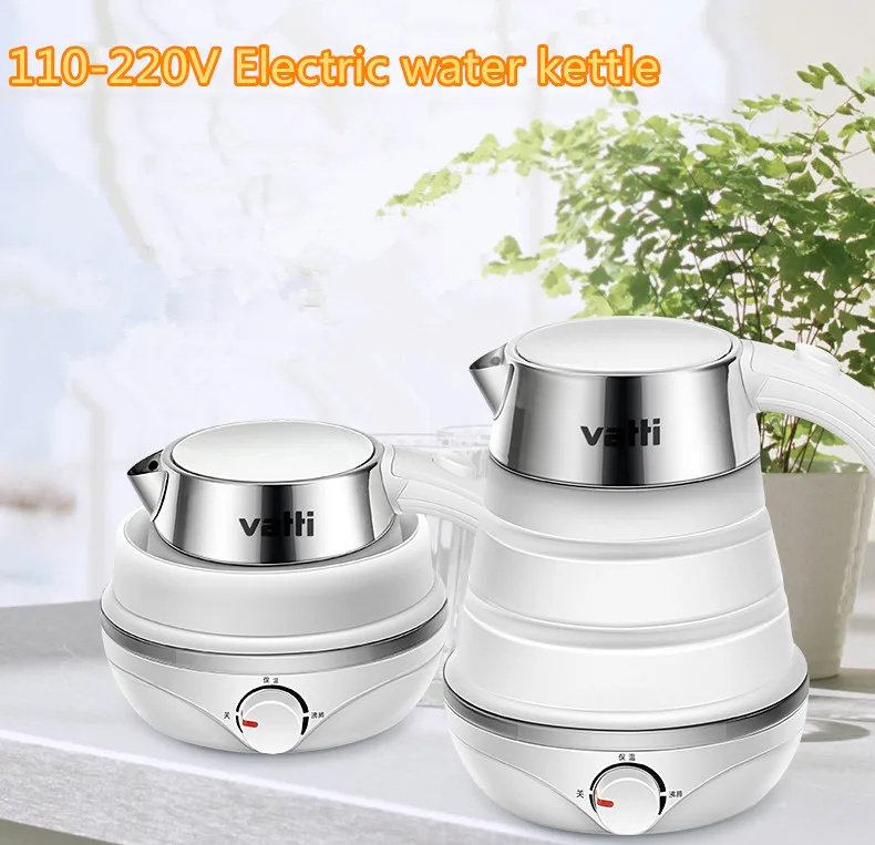 

110-220V Electric water kettle mini portable travel kettle 0.6L capacity foldable electric kettle outdoors office use