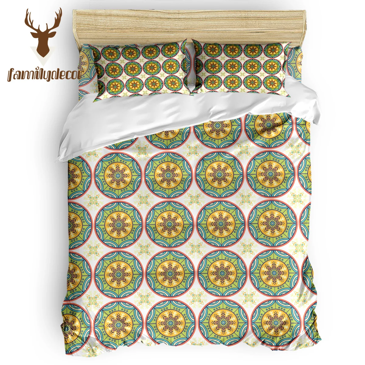 

FamilyDecor Retro Ethnic Square Pattern Bedding Set Luxury Comforter Bedding Sets 3D King Size Red Blue Cotton DHL Free Shipping