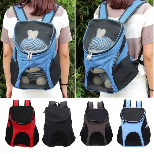 Soft Breathable Pet Backpack Dog Carrier Bags Pet Puppy Portable Travel Bag Mesh Backpack Head-out Pet Carrier with Side Pocket