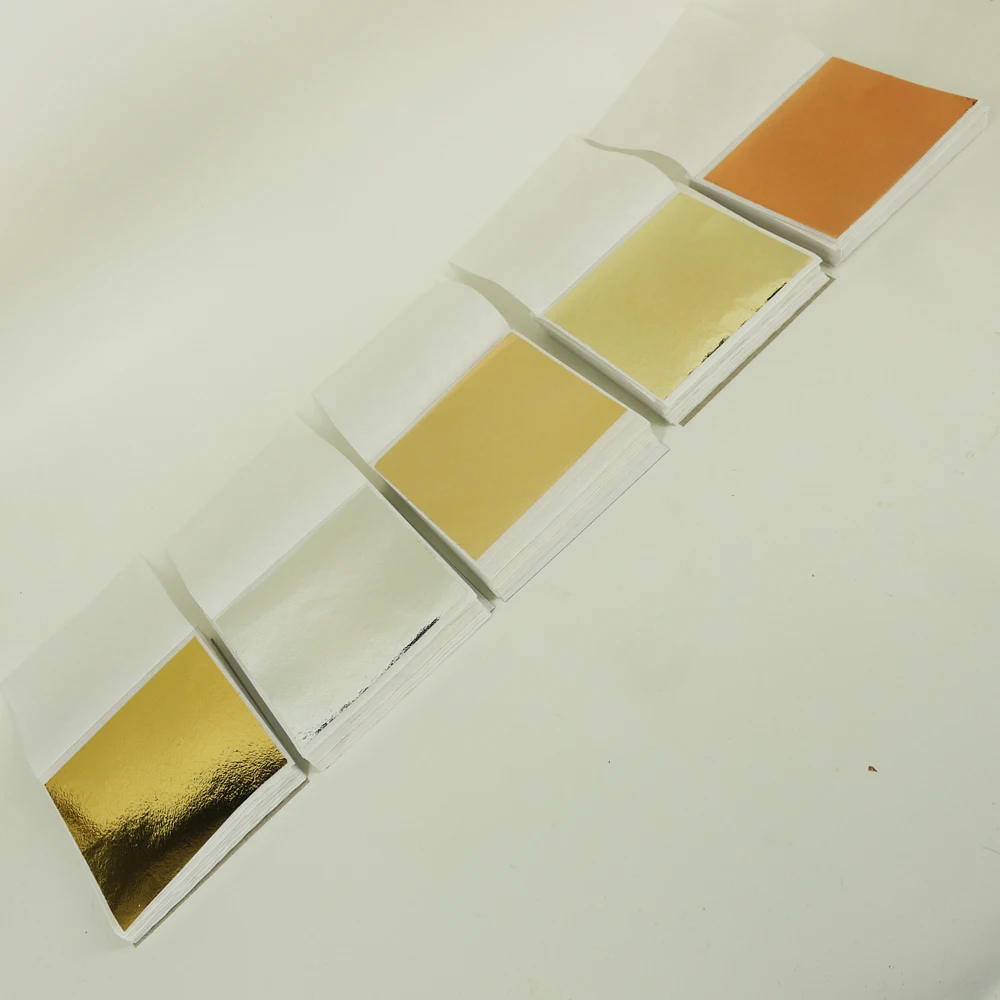 

500 sheets of 5 colors Imitation Gold and Silver Leaf each color for 100 sheets, a good Decorative Gilding material