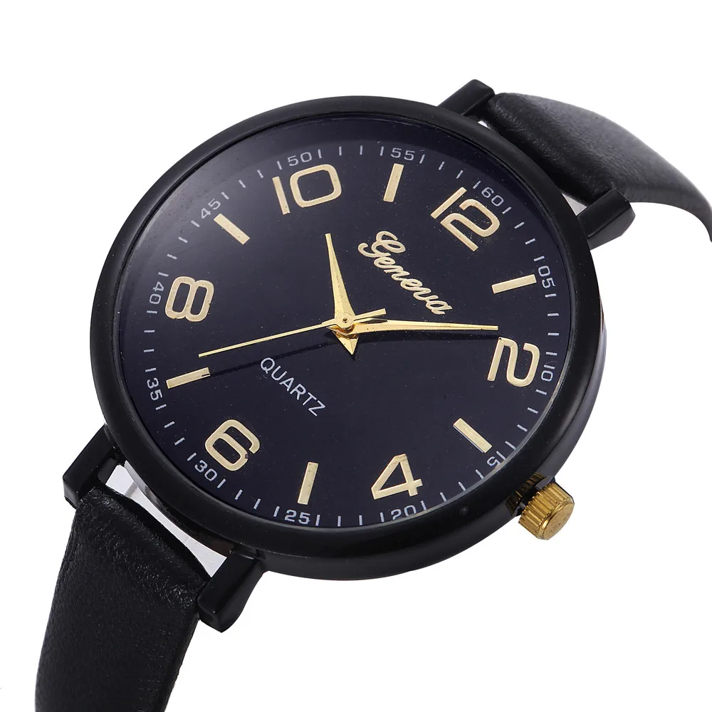 Montres Для женщин часы Женева часы Малый из искусственной кожи кварцевые аналоговые женские наручные часы браслет Наручные часы, горячая Распродажа relogio feminino