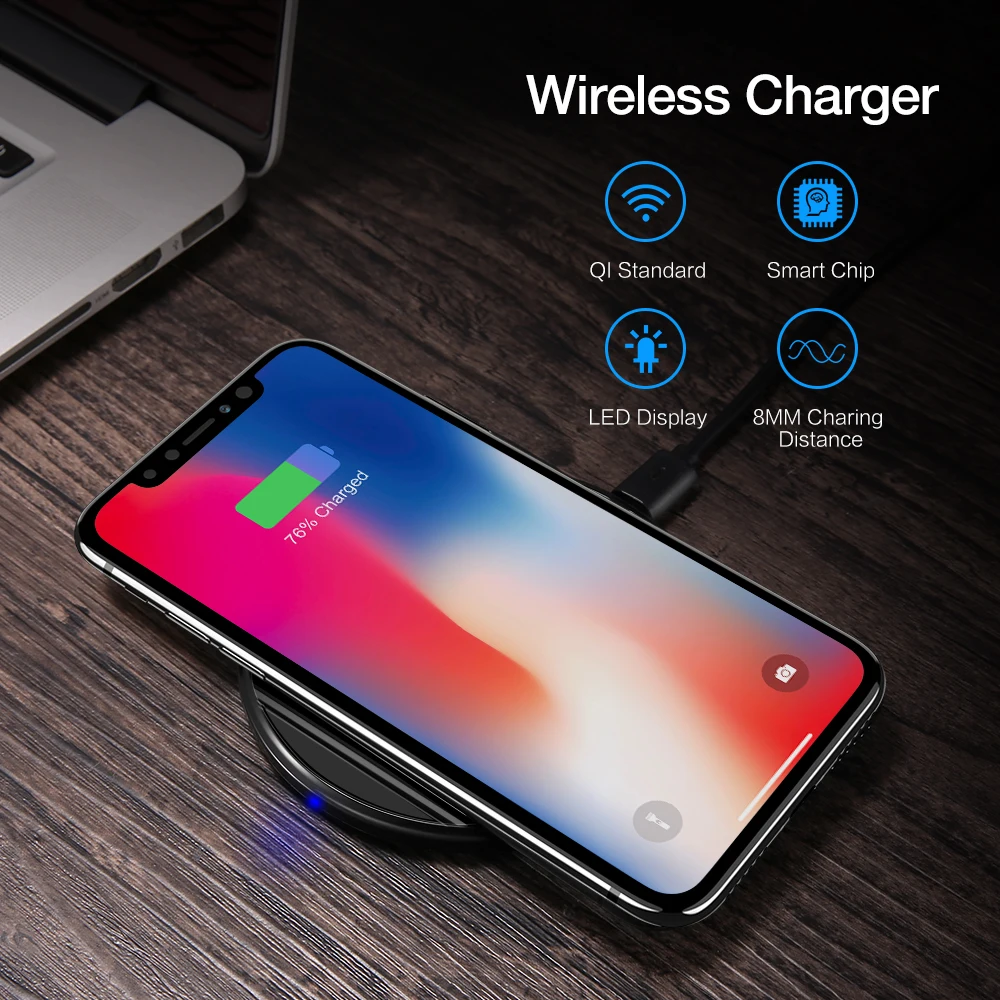 RAXFLY Ци Беспроводное зарядное устройство для iPhone X 8 плюс 5 Вт беспроводной быстрое