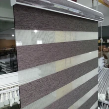 Custom Size Shade 100 Polyester Translucent Roller Zebra Blinds in Brown Window Curtains for Living Room