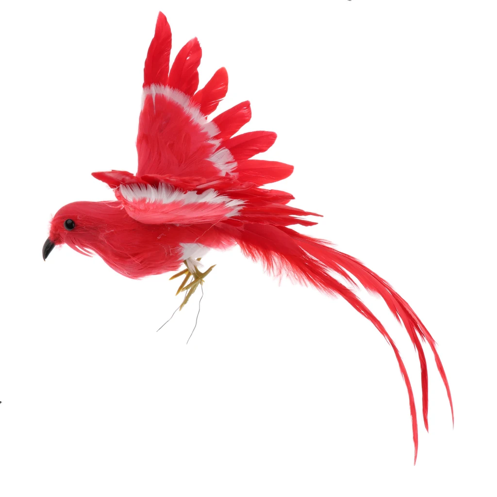 Artificial Xmas Colorful Feathered Birds Parrot, Magpie Tree Decorations Craft Ornaments PE Plastic+ Artificial Feather