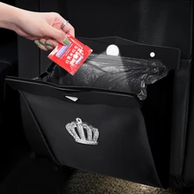 Алмазный венец кожаный защитный Органайзер на заднее сиденье автомобиля мусорное ведро заднее сиденье карман сумка колодки сиденья протектор Аксессуары