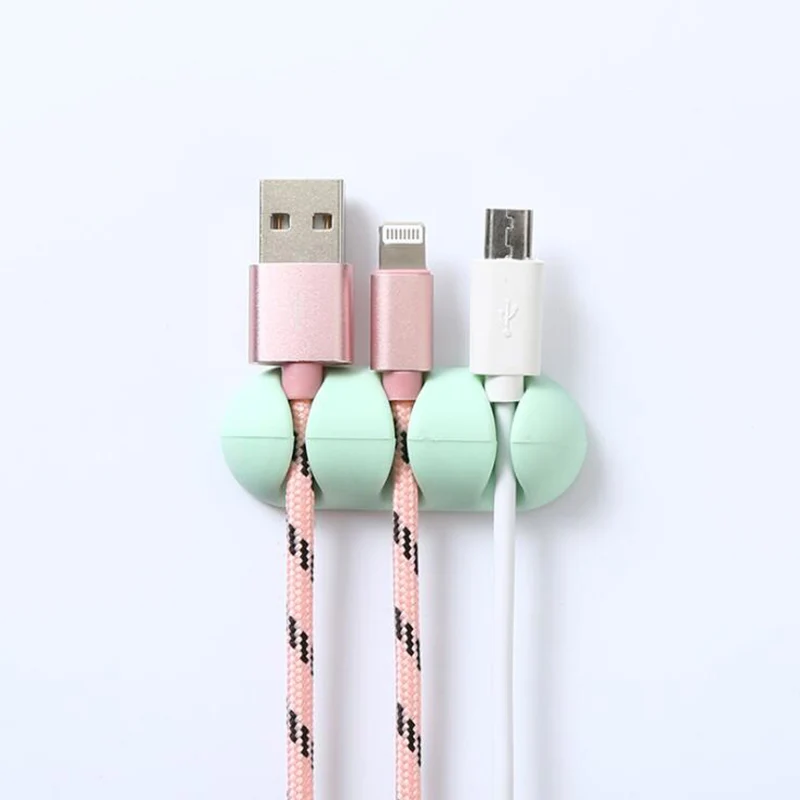 

1 pair Cable Holder Protector Management Device Organizer Finishing Desktop Plug Silicone Wire Retention Clips Power Cord Winder