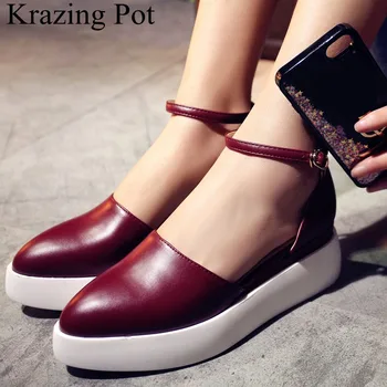 

2020 superstar fashion buckle strap shallow pointed toe high heels women pumps platform casual sweet elegant vacation shoes L6f1