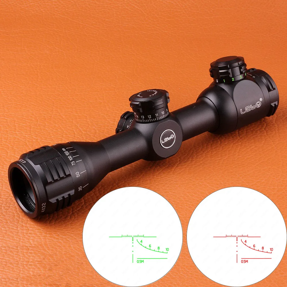 LEBO 4X32AOME Tactical Compact Optical Sights Rifle Scope Glass Etched Reticle Red Green
