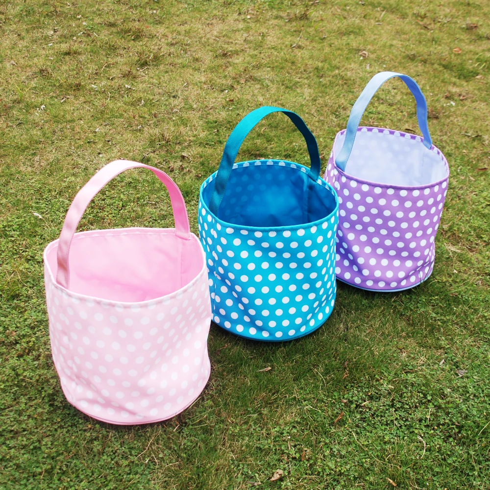Wholesale Domil Pink Dot Easter Buckets Green Dot Easter Tote Bags Polk
