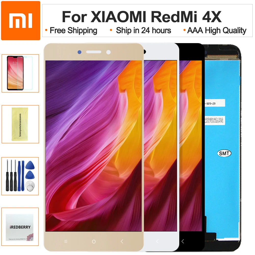 

100% Tested LCD Display For Xiaomi Redmi 4X Touch Screen Digitizer Assembly with Frame Replacement Parts 5.0 inches 5.0"