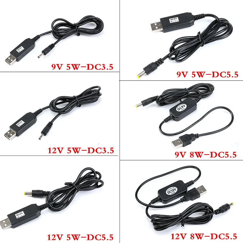

USB Step Up Cable Module USB DC 5V to DC 9V DC 12V Step Up Boost Module Converter Adapter Cable 5W 8W 3.5*1.35 2.1*5.5mm Plug