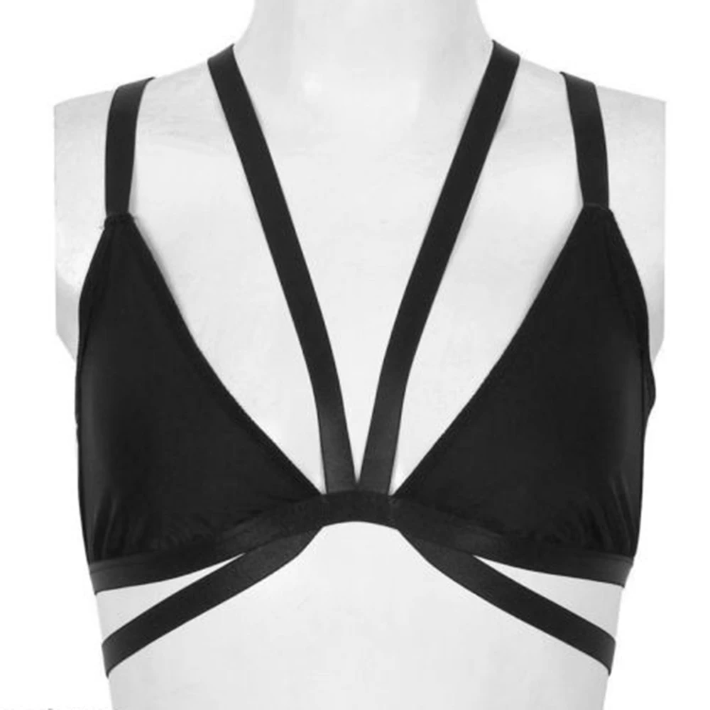 

Fashion Women Sexy Strappy Bralette Caged Back Summer Bandeau Tank Tops Lady Canis Black Cropped