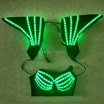

RGB LED Bra Colorful Shoulder Dance Glow Costumes luminous Vest For Ballroom Bar DJ Disco Halloween Party Event Singer Sexy Wear